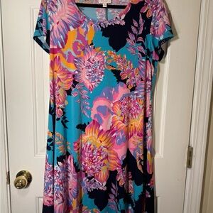 Ivy Lane Bright Floral Multicolor Dress, size XL